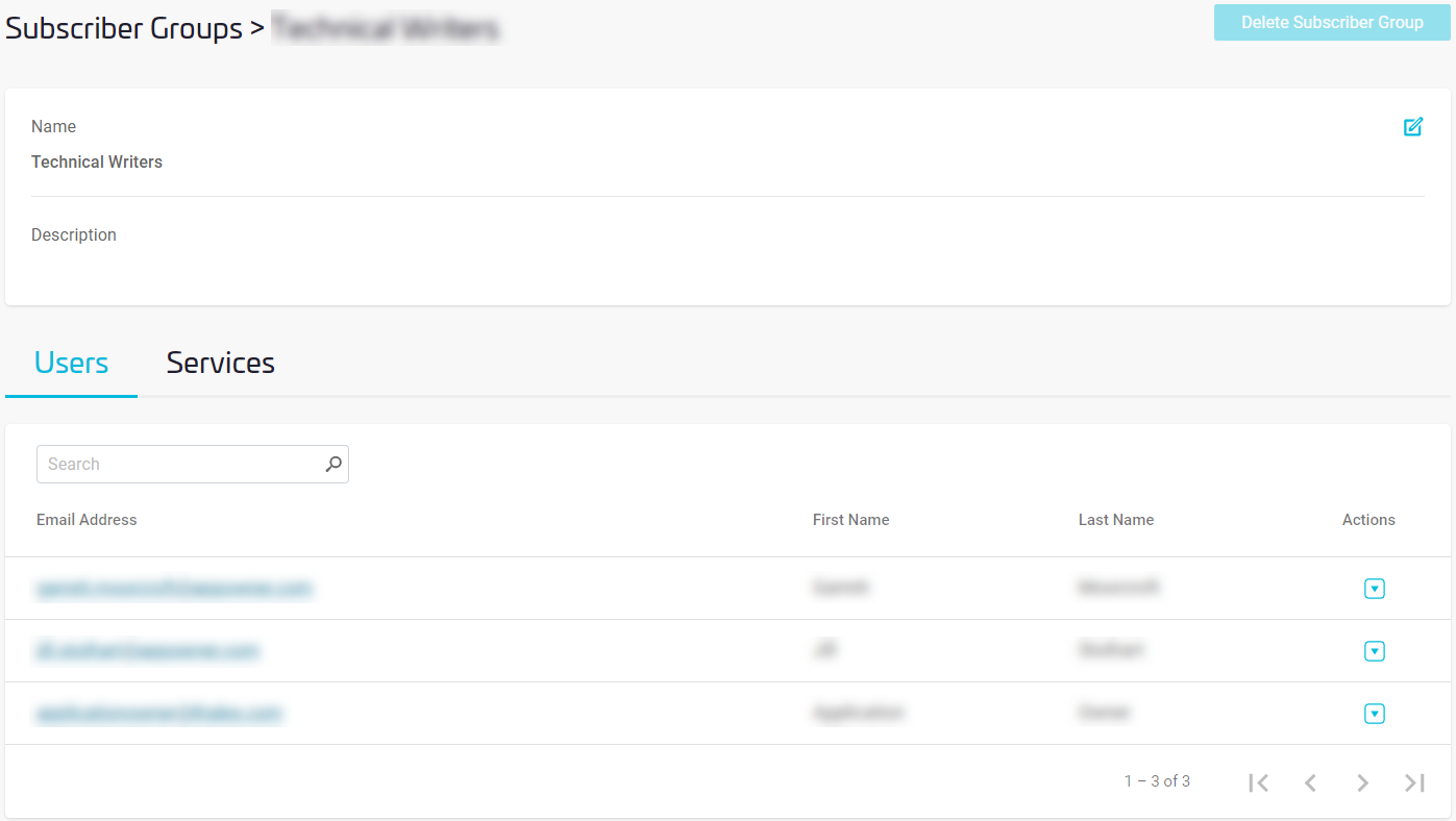 The Subscriber Group Details Page.